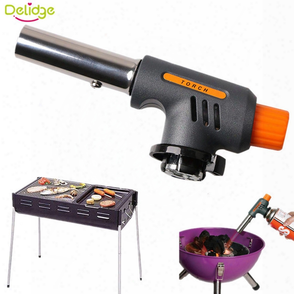 Wholesale- Delidge 1 Pc Barbecue Igniter Stainless Steel+plastic Lighters Outdoors Bbq Party High Temperature Flamethrower Kitchen Supplies