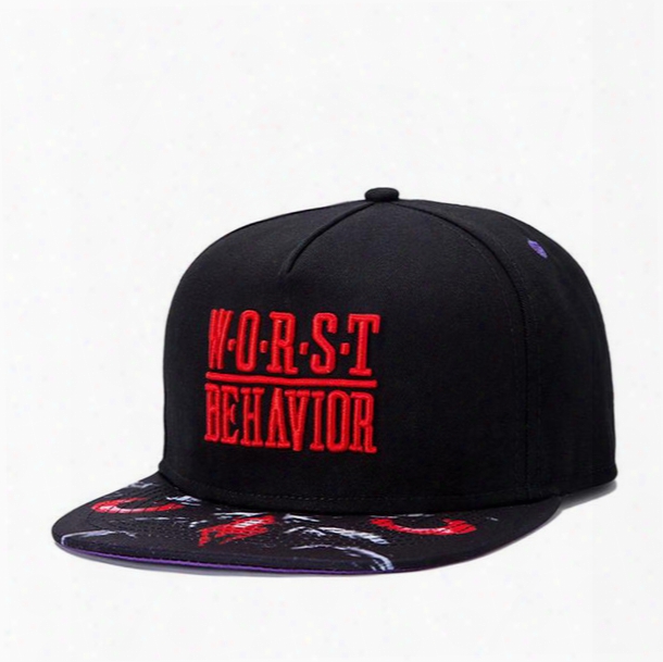 Wholesale- Drake Worst Behavior Adjustable Flat Cap Men Women Outdoor Sports Street Skateboarding Hat Snapback Gorras Hip Hop Baseball Cap