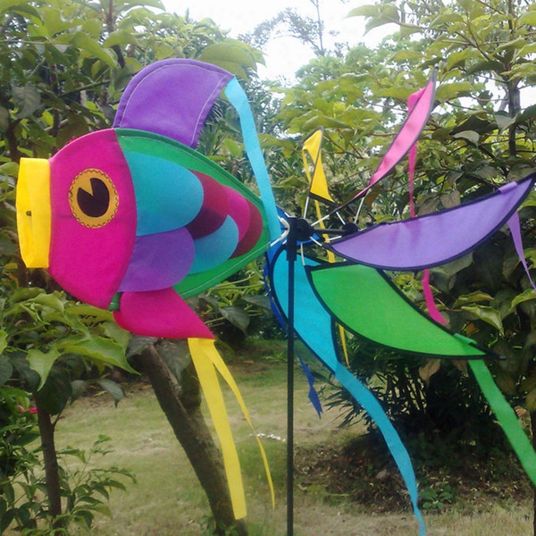 Wholesale- Garden Yard Beach Windmill Decorations 3d Rainboe Fish Wind Spinner For Kids Outdoor Playing