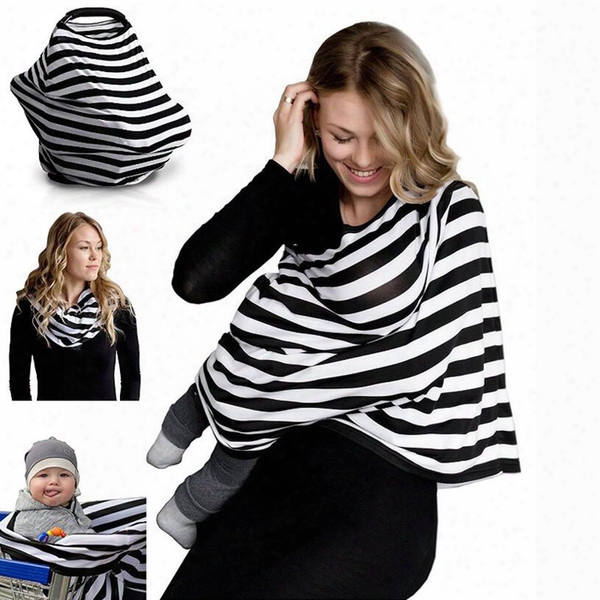 Wholesale- Hot Striped Nursing Cover Cotton Breathable Baby Breastfeeding Cover Pregnant Women&#039;s Clothing Scarf Baby Seat Covers Outdoor