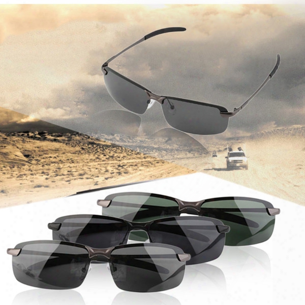 Wholesale- Men Hd Good Polarized Suunglasses Outdoor Sports Eyewear Driving Sunglasses Aluminum Magnesium Alloy Frame Eyewear Accessories