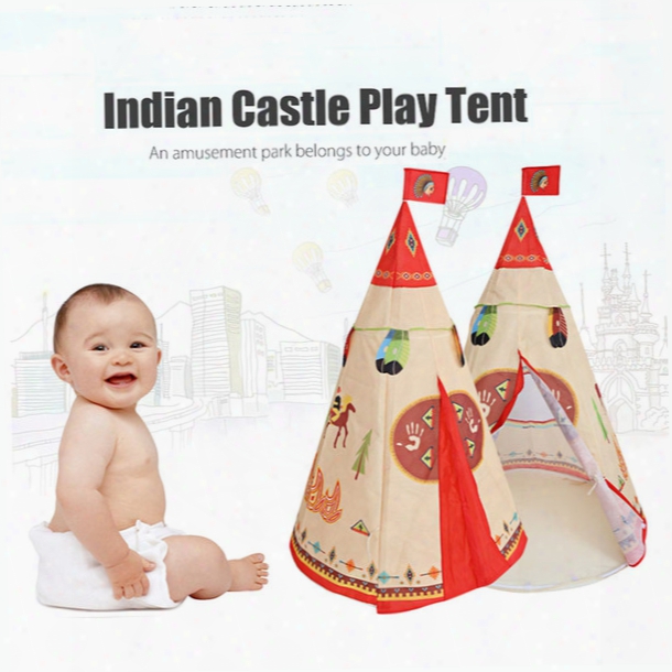 Wholesale- Natural Indian Pattern Children Toy Tent Teepees Safety Tipi Portable Indoor Game Tents Outdoor Tente Enfant Playhouse For Kids