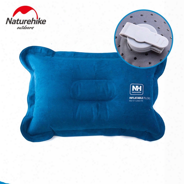 Wholesale- Naturehike Suede Camping Pillow Inflatable Air Pillow Compressible Best For Outdoor Trips Backpacking Hiking Beach Travel Car