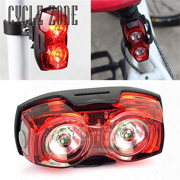 Wholesale- Outdoor Dynamic Cycling Night Super Bright Red 2 Led Rear Tail Light Bike Bicycle Safety Light Mar08