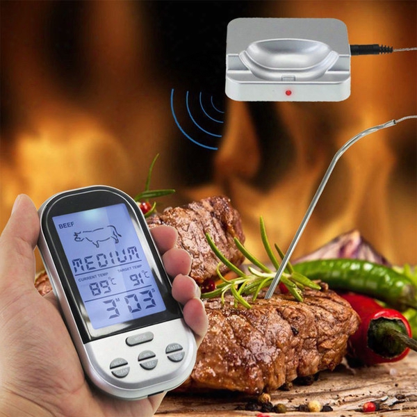 Wireless Remote Digital Food Meat Oven Thermometer With Probe,temperature Alarm For Bbq,grilling,roasting,kitchen Cooking