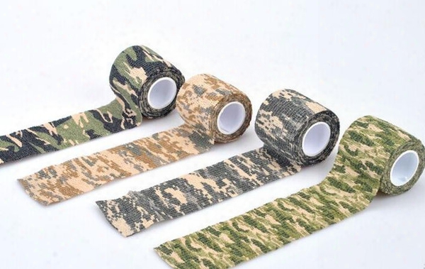 10pcs/lot 5cmx4.5m Reusable Outdoor Camouflage Tape Hunting Camping Cycling Wrap Elastic Tactical Stealth Gun Tape 2017