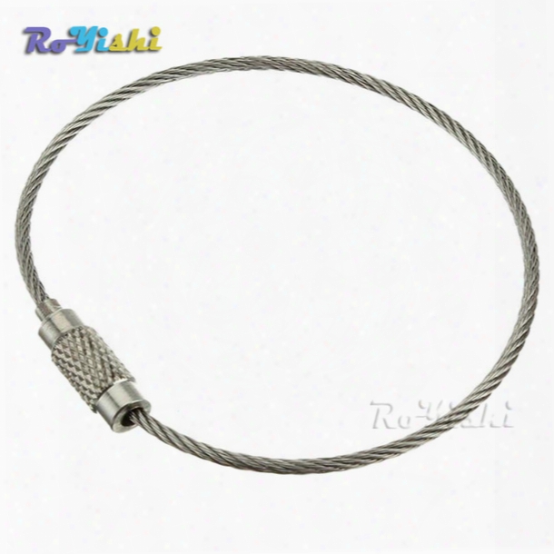 10pcs/lot Stainless Steel Wire Keychain Cable Key Ring For Outdoor Hiking