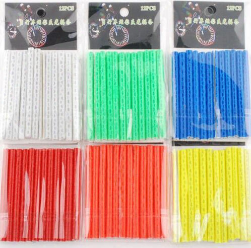 12pcs Bicycle Mountain Bike Riding Wheel Rim Spoke Mount Clip Tube Warning Light Strip Reflector Reflective Outdoor 75mm