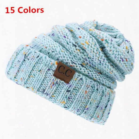 15 Colors 2018 New Luxury Lady Female Winter Fashion Blended Knitted Cc Beanies Hat Skullies Outdoor Leisure Casual Cc Labeling Beanie Hat