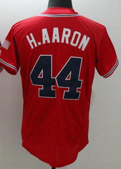 16-17 Red 44 H.aaron Baseball Jerseys,discount Cheap Mens Athletic Outdoor 10 Jones 5 Freeman Top Baseball Wear Shirt Tops