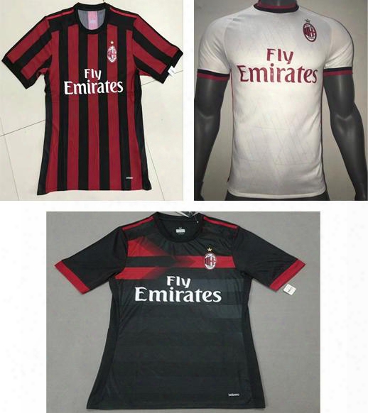 17 18 Ac Milan Home Player Version Soccer Jerseys Thai Quality Football Shirts Ac Away White Short Sleeve Sports Jersey Black Outdoor Tops