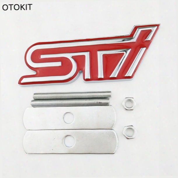1set Metal Sti Front G Rille Emblem Car Person Grill Badge Sticker Car Styling For Subaru Forester Brz Aohu Xv