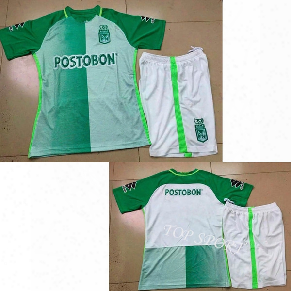 2017 2018 Atletico Nacional Home Green Soccer Sets Adult&#039;s Thai Quality Football Jerseys And Shorts Men&#039;s Outdoor Sports Kits Soccer Uniform