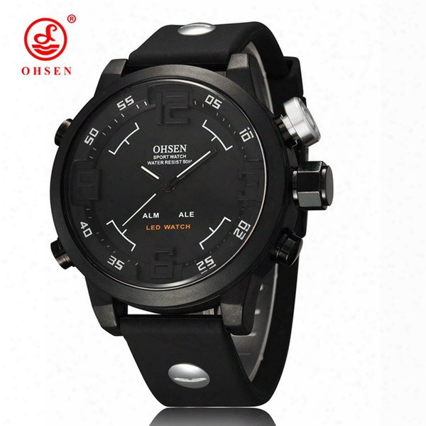 2017 New Ohsen Brand Digital Quartz Wristwatch Men Male 50m Swim Outdoor Sport Electronic Military White Watch Relojoes Hombre