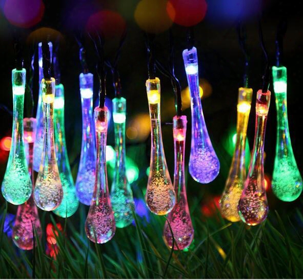 20led Fairy String Lights Solar Powered Water Drop Led Light Outdoor Waterproof Christmas Garden Light Wedding Decoration