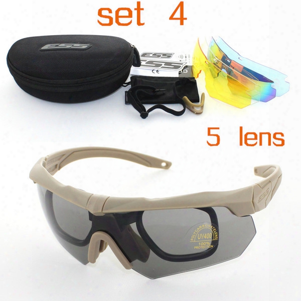 3/5 Pairs Lens Soldiers Tactics Polarized Sunglasses Ess Crossbow Outdoor Sports Mens Army Buller-proof Goggles Sun Glasses Shooting Eyewear