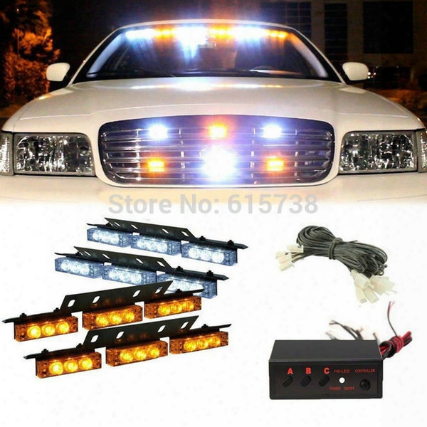 4 * 9 Led White Green Amber Red Blue Changable Color Cars Truck Led Flash Strobe Lights 12v Car Truck Grill Emergency Flash Strobe