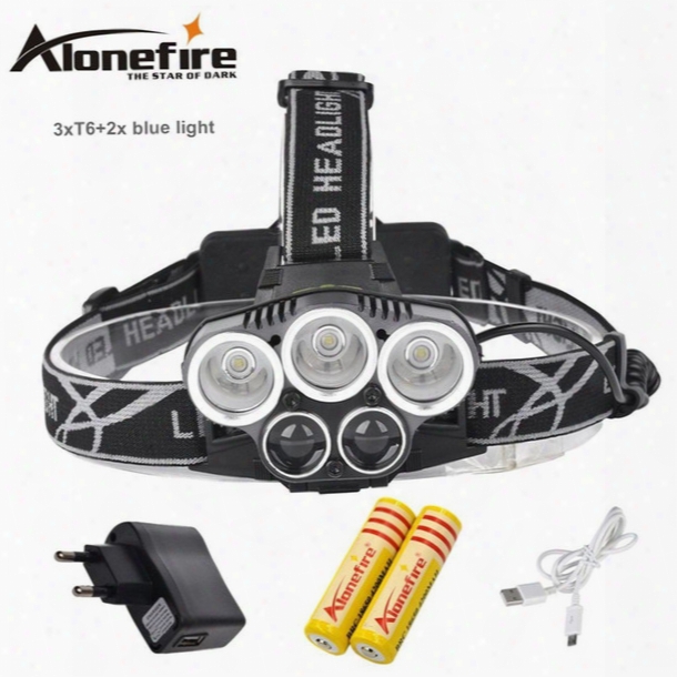 Alonefire Hp26 8000lm 5mode Xml-t6 Led Rechargeable Headlight Outdoor Camping Hunting Fishing Head Lamp