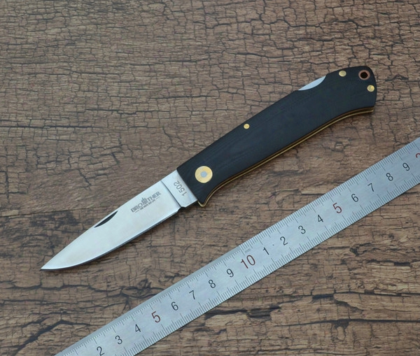 Brother 1502 1502g Pocket Edc Camping Outdoor Folding Knife Satin 440c Blade Black G10 Handle (navy K611)