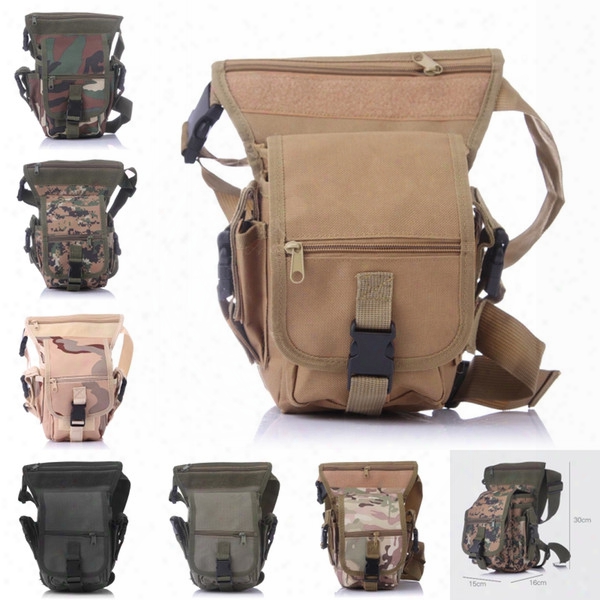 Camo Military 600d Thigh Pack Waist Belt Polyester Fabric Drop Leg Bag For Motorcycle Outdoor Bike Cycling 7 Color E601l