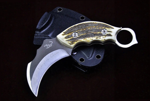 Drop Shipping Karambit Claw Knife Aus-8a 59hrc Satin Blade Outdoor Camping Hiking Hunting Survival Tactical Fixed Blade Knife Kydex