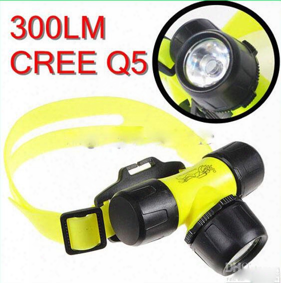 Free Epacket ,300lm Cree Q5 L Ed Waterproof 30m Swimming Diving Flashlight Torch Headlamp Headlight By 3*aaa Battery Or 1* 18650 Battery