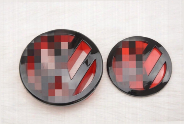 Free Shipping Volks Wagen Parts Vw Golf 5 Mk5 Front Tail Grille Badge Logo Black And Red Color Gloss Finished Emblem For Golf5