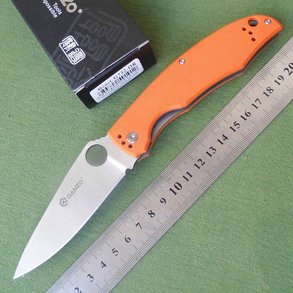 Ganzo G732-or Edc Outdoor Hunting Camping Survival Pocket Tactical Fishing Knife Tool Folding Knife 440c Blade Orange G10 Handle