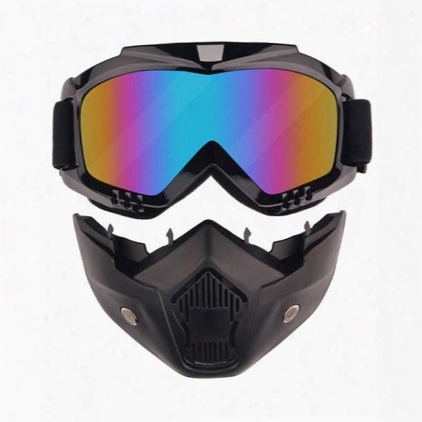Harley Style Motorcycle Goggles With Mask Removable, Helmet Sunglasses Protect Padding, Road Riding Uv Motorbike Glasses