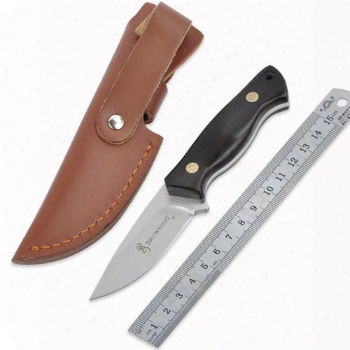 Hot Sale Browning Ebony Small Fixed Blade Knife D2 Blade Surface: Wire Drawing Process Outdoor Tactical Camping Hunting Survival Knives