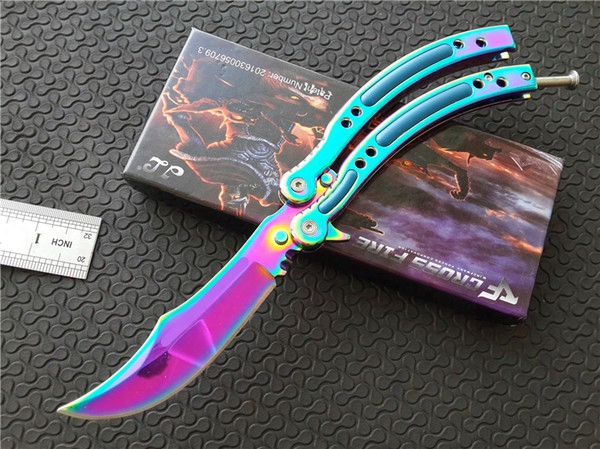 Hunting Knife Cs Go Csgo Butterfly Knife Custom Designed Balissong Cross Fire Camping Outdoor Survival Tactical Knives D139l