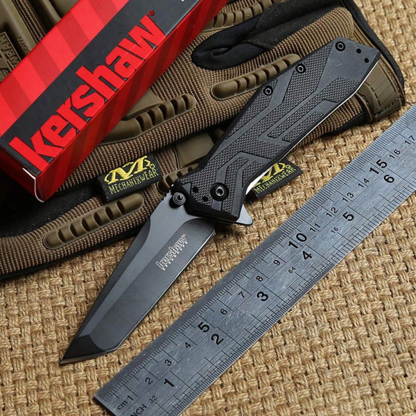 Kershaw 1990 Tactical Flipper Folding Knife 8cr13mov Blade Glass Filled Nylon Handle Camping Hunting Outdoor Gear Survival Knives Edc Tools