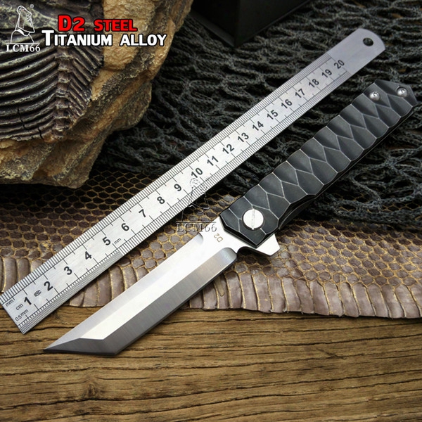 Lcm66 Titanium Ball Bearing Folding Blade Knife,d2 Steel Hunting Tactical Folding Knife,outdoor Pocket Knives,camping Knives Little Warrior