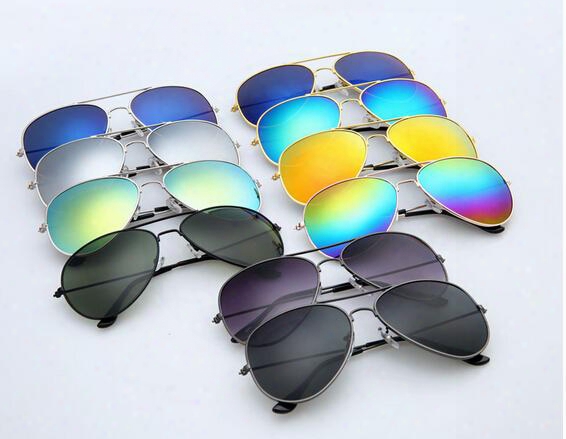 Moq=10pcs Summer Woman Color Film Sunglasses Metal Sun Glasses Dazzle Colour Goggle Ladies Outdoor Fashion Unisex Adumbral Free Shipping