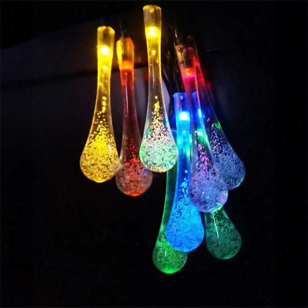 Multi Color Solar Power String 2m 20 Led Lights Strip Wter Drop Outdoor Light For Wedding Christmas Festival Party Decoration