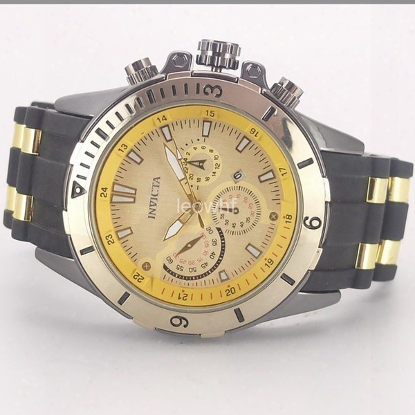 New Invicta Meno Utdoor Sports Quartz Watch Luxury Brand Men`s Watches Rubber Band Strap Large Dial Calendar Wristwatch Relogios Para Homem