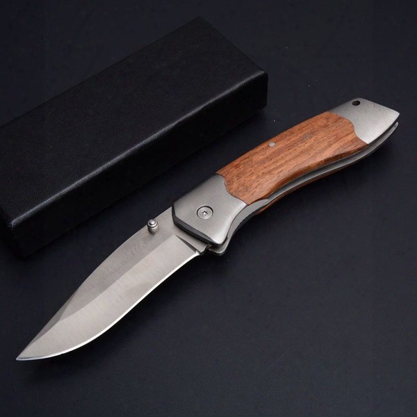 Oem Tactical Folding Knife Wood Handle 7cr13mov 57hrc Outdoor Camping Hunting Survival Pocket Knife Utility Edc Tool With Retail Box