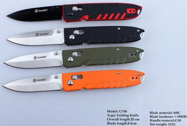 Original G746 Outdoor Hunting Ganzo G746-bk G746-or G746-gr G746-rb Stainless Black Folding Knife Handle G10 Blade 440c