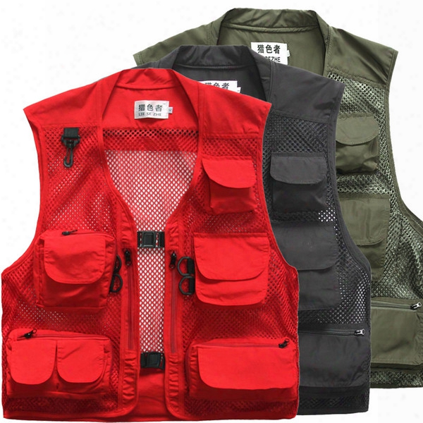 Plus Size Multi Pockets Fishing Vest Summer Breathable Outdoor Hiking Photography Vest Waistcoat For Photographer Vt-121