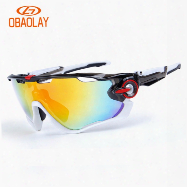 Polarized Cycling Sunglasses Sport Cycling Glasses Mountain Bike Fishing Running Interchangeable 3 Lens Jawbreaker Sunglasses, Grey White