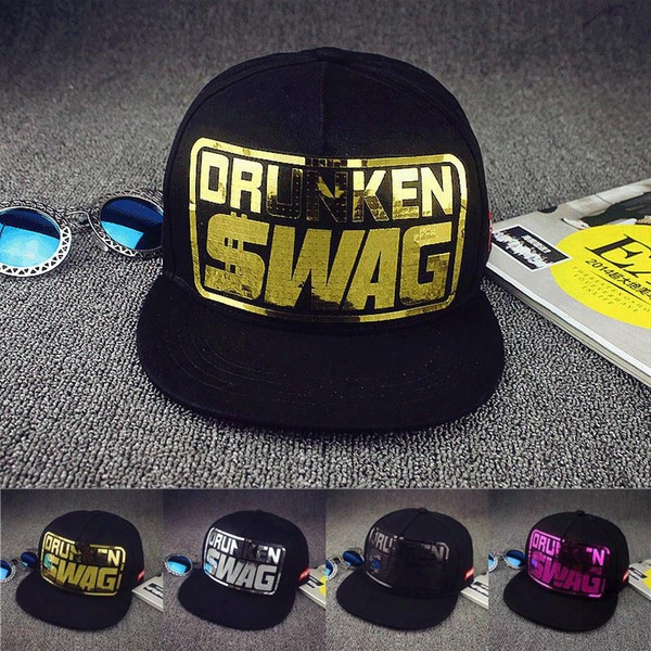 Wholesale-2015 Brand Drunken Swag Bone Snapback Hiphop Baseball Cap Summer Ladies Casquette Outdoor Casual Adjustable Hat For Women Men