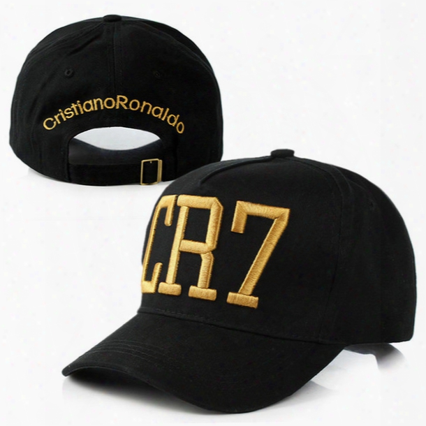 Wholesale- 2016 Cristiano Ronaldo Cr7 Black Baseball Caps Hip Hop Sports Snapback Football Hat Chapeu De Sol Swag For Men And Women