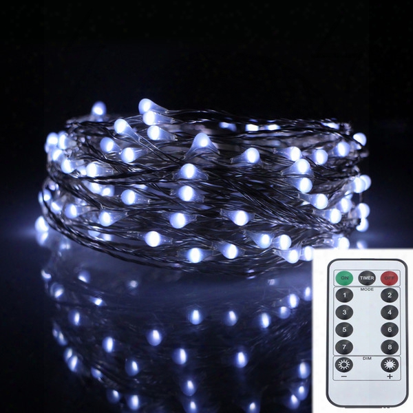 Wholesale-66ft 20m 200led 8modes Silver Wire Battery Operated Led String Light Chrismas Outdoor Fairy Lights Decoration Wedding Garland