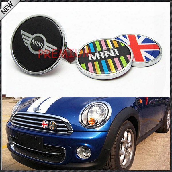 Wholesale- Freeshipping Mini Cooper Emblem Badge Logo Decal Sticker Front Grill Metal No.h Metal