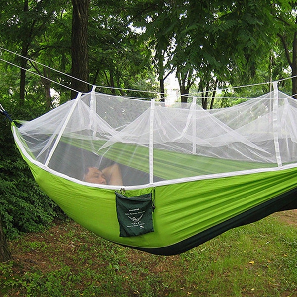 Wholesale-multi-color Hammock Travel Camping Single Person Hammock Portable Parachute Fabric Mosquito Net Hammock For Indoor Outdoor Use