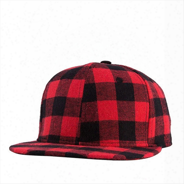 Wholesale- Newest Black Red Plaidcanvas Cotton Adjustable Snapback Caps Conducive To Men Women Sports Hats Basketball Baseball Caps High Quality