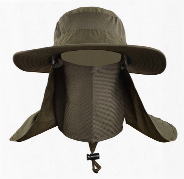 Wholesale-outdoor Men Women Collapsible Fast Quick Drying Uv Neck Protection Fishing Hat , Summer Breathable Climbing Sun Cap Freeship