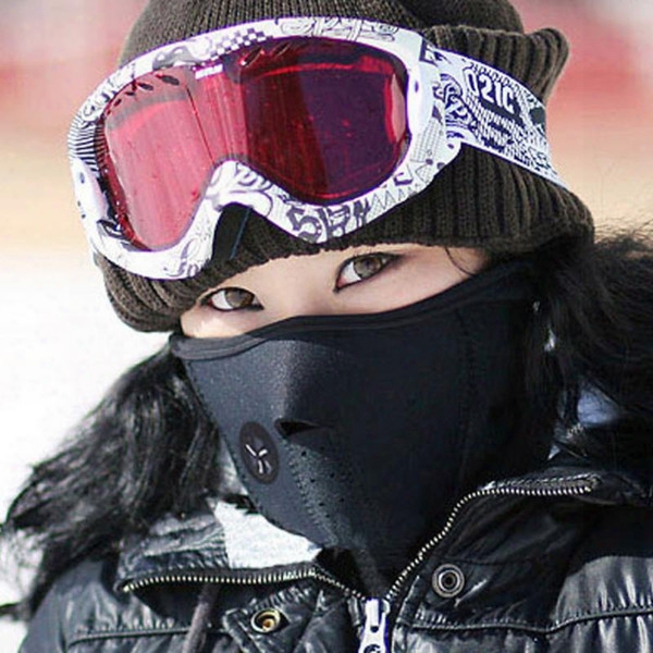 Winter Cycling Face Mask Outdoor Driving Windproofm Ask Riding Bicycle Face Protector Skiing Fleece Warm Half Face Covering Masks