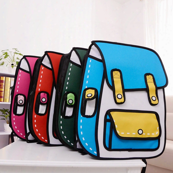 Women 3d Jump Style Comic Backpacks Creative Backpack Cartoons Outdoor Travel Bags For Woman 2d Drawing Schoolbags