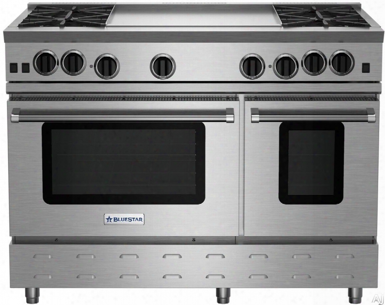 Bluestar Rnb Series Rnb484gcbv2 48 Inch Gas Range With 4 Open Burners, 12 Inch Charbroil Grill, 12 Inch Griddle, Ultranova Burners, Precise Simmer Urner, 2 Convection Ovens, Gliding Oveb Rack, 750 Color Options And Manual Clean